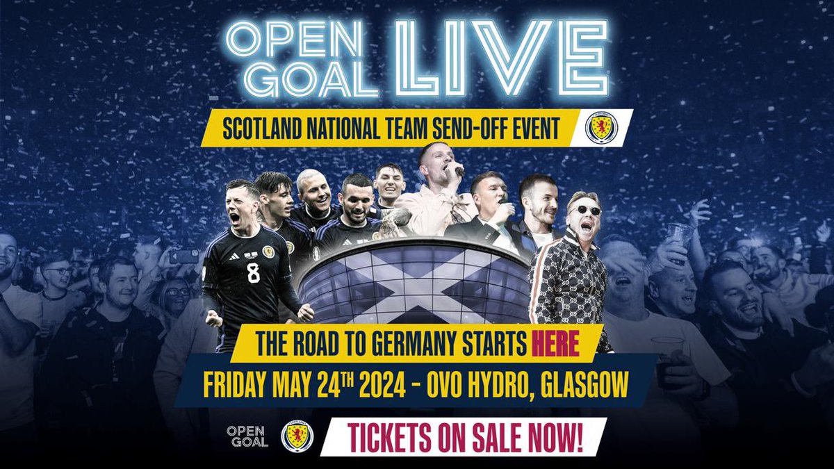 🏴󠁧󠁢󠁳󠁣󠁴󠁿⚽️ 3 WEEKS TO GO! The countdown is on for a spectacular night at the @OVOHydro celebrating @ScotlandNT heading to Euro 2024! Join us for a phenomenal night of sing-songs, comedy, Special Guests & surprise cameos! GET THE LAST TICKETS HERE 🎟️➡️ bit.ly/3VsqwoX ⚽️🏴󠁧󠁢󠁳󠁣󠁴󠁿🎤