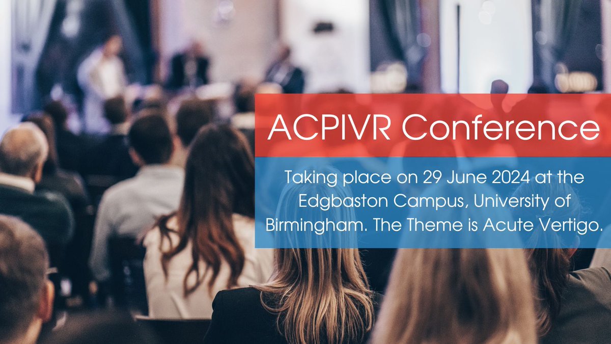 The ACPIVR Conference is themed around Acute Vertigo and takes place on Saturday 28th June at the Edgbaston Campus, University of Birmingham. Find out more and register to attend👉 buff.ly/3QtntKa? #audiology #audpeeps #hearing #AudiologyEvents