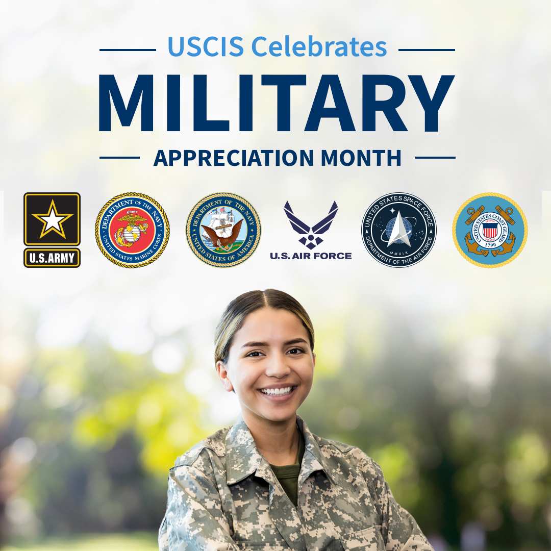 This #MilitaryAppreciationMonth, USCIS celebrates all #ServiceMembers. Since 2002, we have naturalized more than 170,000 members of the U.S. military, both at home and abroad. We thank you all for you service!