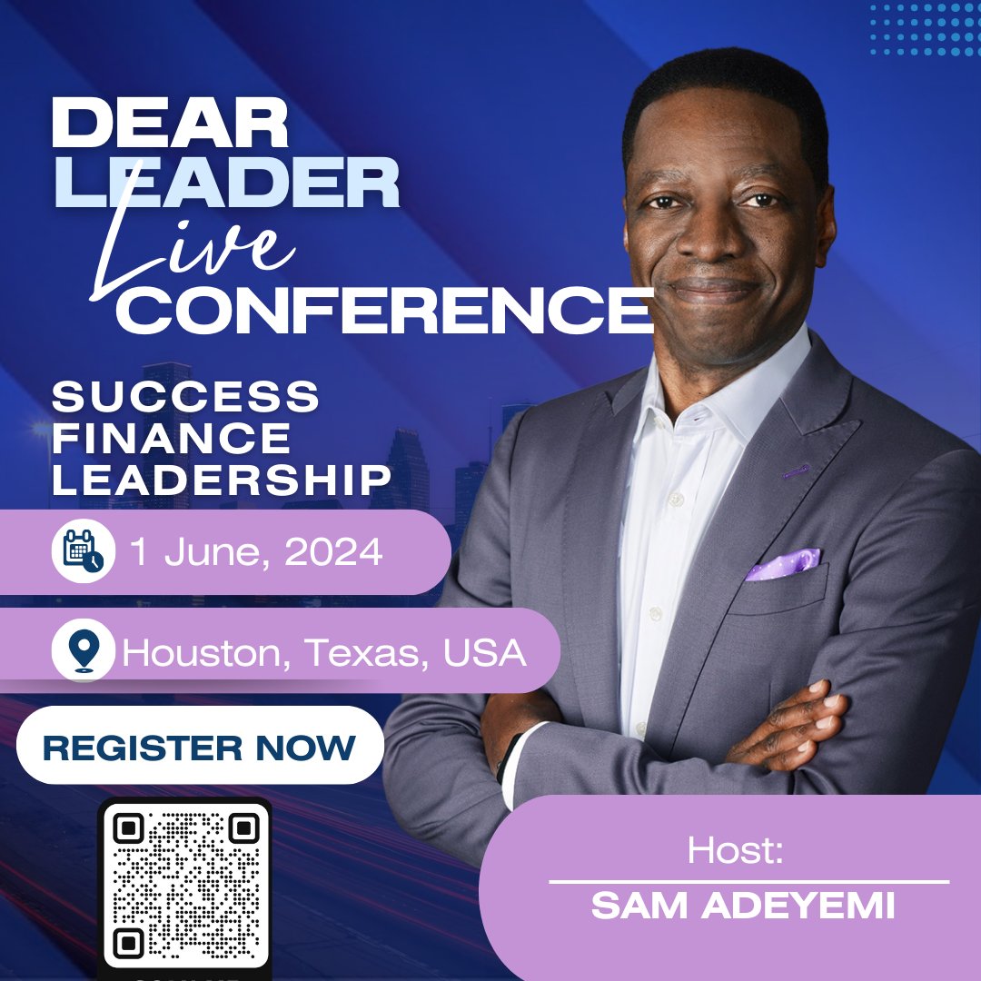 Dear Leader Live Conference is approaching in Houston,Texas with just 28 days to go! Early bird tickets are closing soon, so act fast. Group options are still available for you and your team. Don't miss out!

👉️meet.samadeyemi.com/live-in-housto…

#dearleader 
#houstonevent 
#samadeyemi