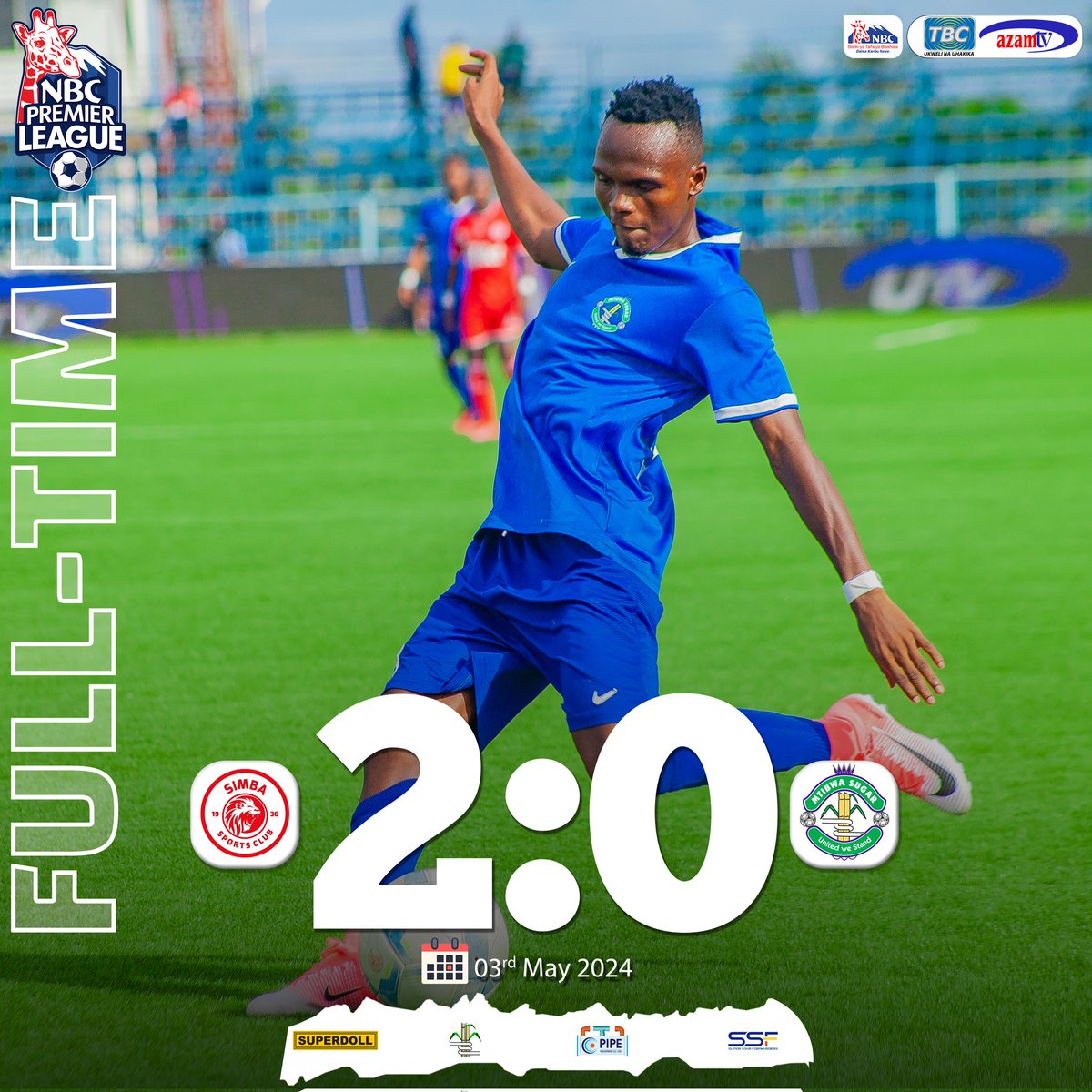 FULL-TIME.
Defeated at Azam Complex. 

#SSCMTB
#MtibwaSugar #Mtibwa
#NBCPremierLeague #NBCPL
#UnitedWeStand