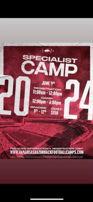 Thank you for the invite @RazorbackFB and Coach White! @CoachBurack22 @CoachWiltshire @Jdeast11 @CoachTonyBugeja @AScholarsBrand @CoastRecruits @TopPreps @D1portal @KohlsHighlights