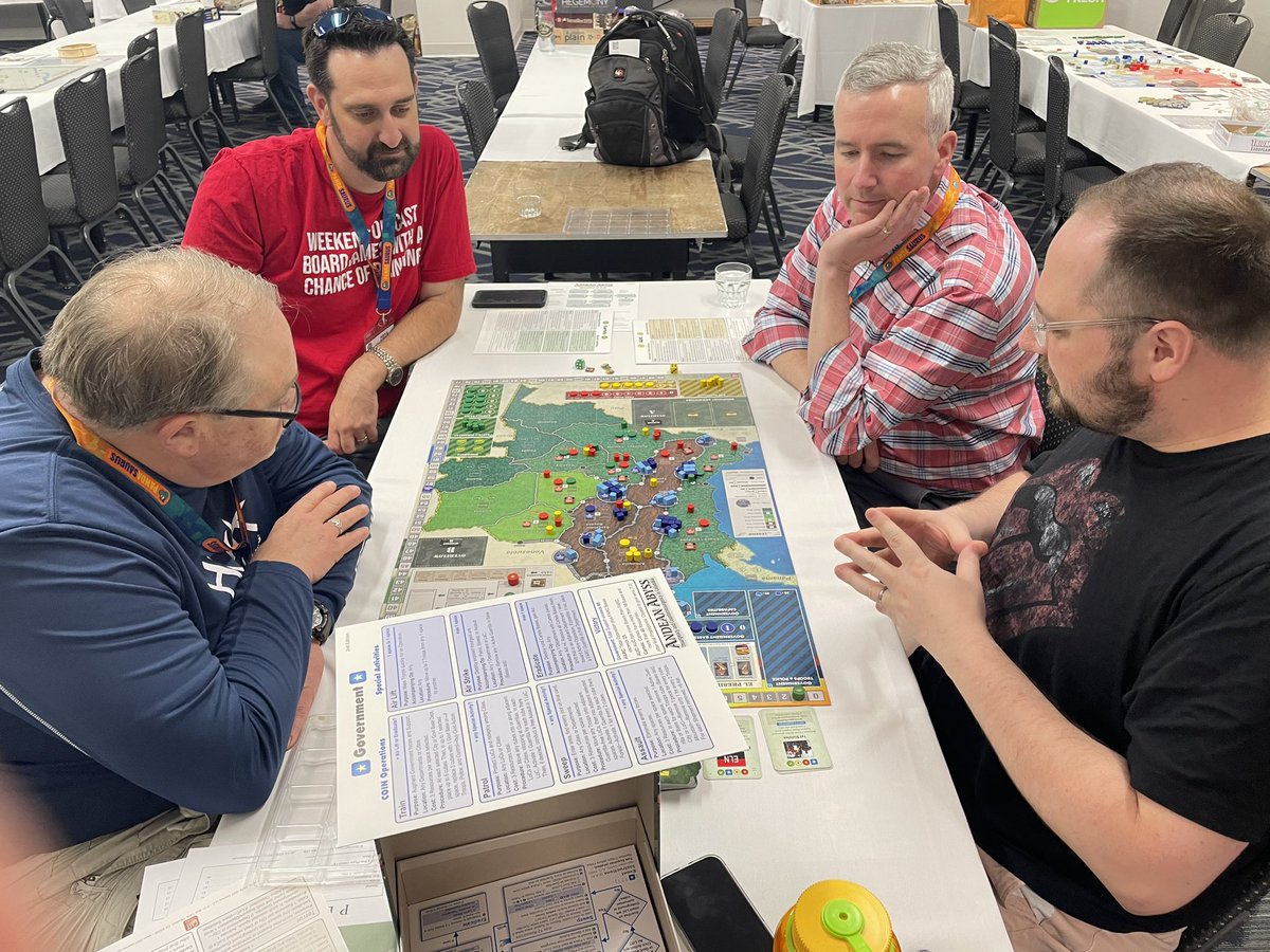 Teaching some COIN Series from @gmtgames here at @BuckeyeGameFest Grant is teaching (and not playing) Fire in the Lake and @playersaidalex is playing in Andean Abyss.