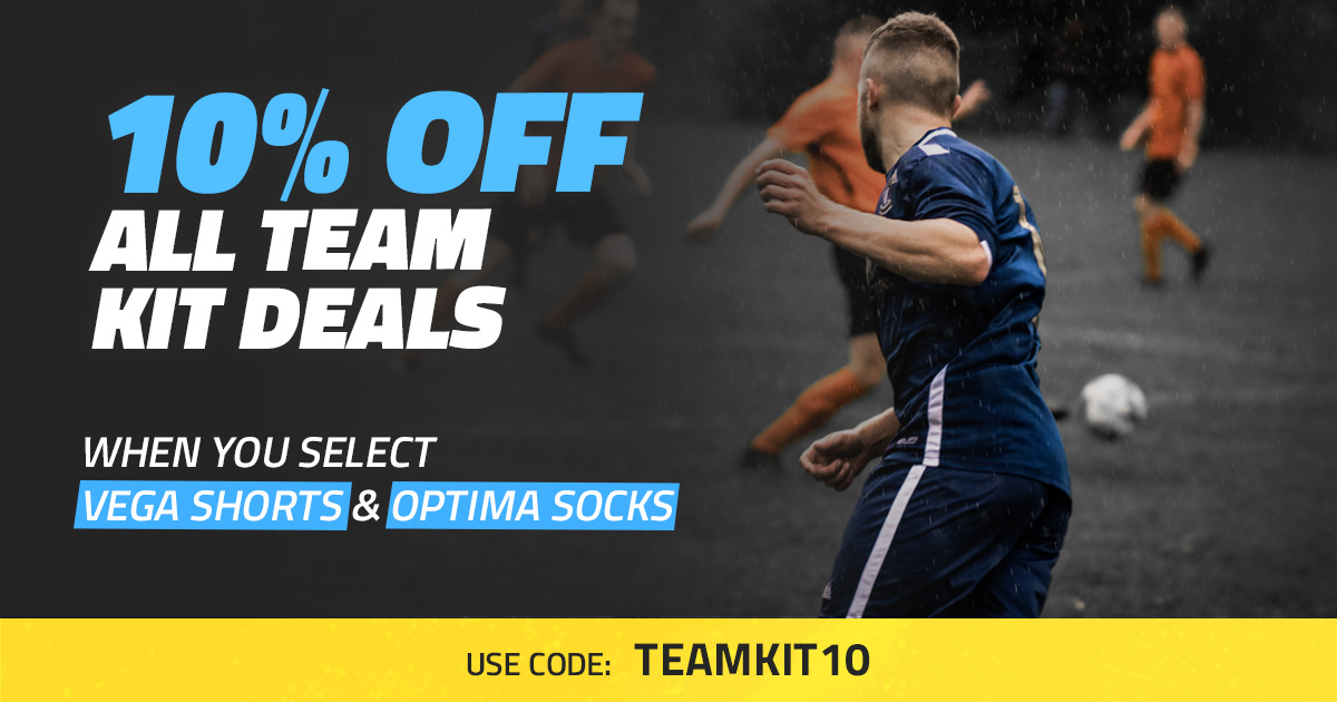 Get 𝟭𝟬% 𝗼𝗳𝗳 𝗮𝗹𝗹 𝘁𝗲𝗮𝗺 𝗸𝗶𝘁 𝗱𝗲𝗮𝗹𝘀 when you select Vega shorts and Optima socks. 🩳🧦 | bit.ly/45mRuQZ ➡️ Use code: 𝗧𝗘𝗔𝗠𝗞𝗜𝗧𝟭𝟬 ⬅️ Discount applied after placing your order. Offer ends 31/05/2024 | 𝑇𝑠&𝐶𝑠 𝑎𝑝𝑝𝑙𝑦.
