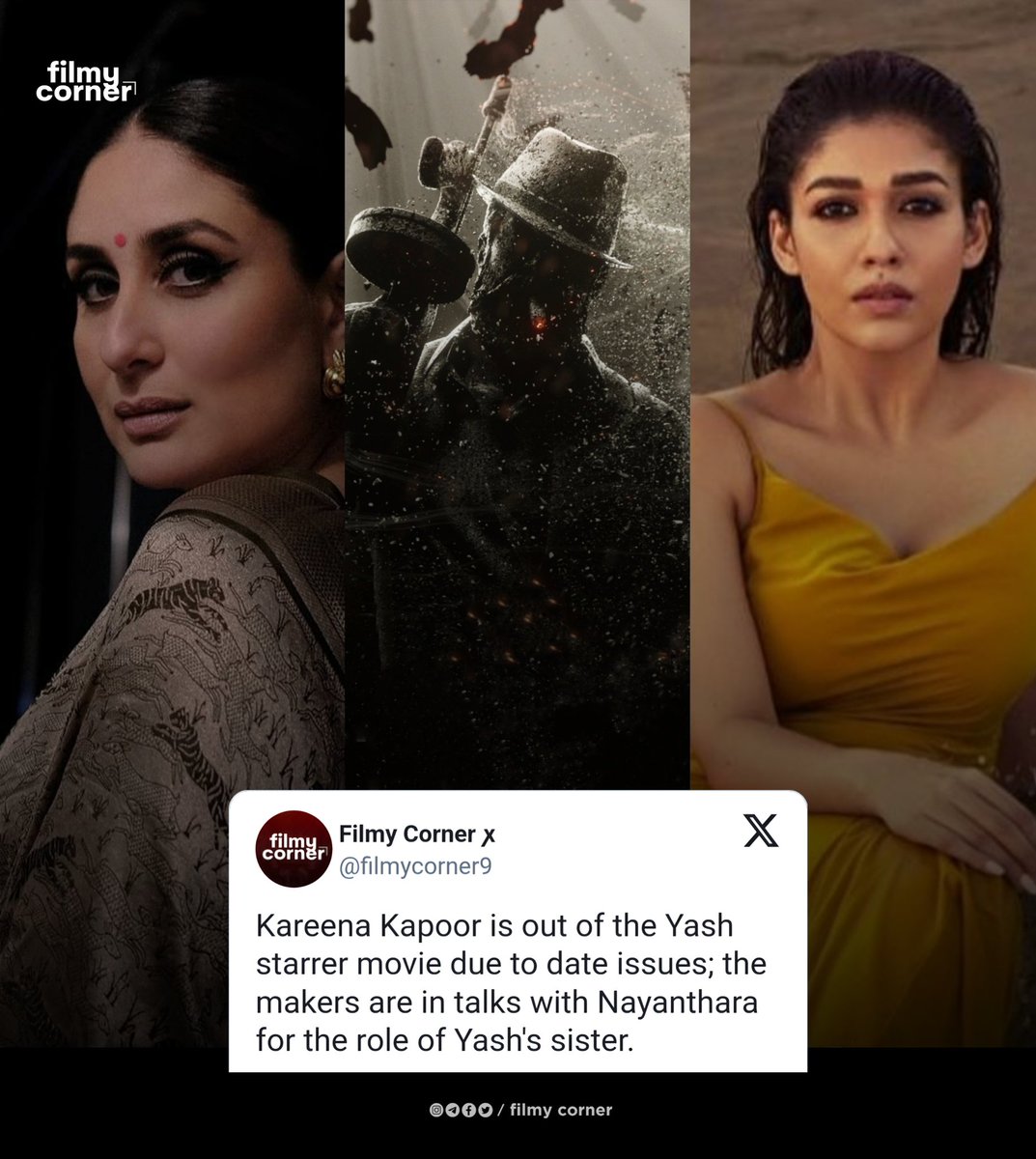 #KareenaKapoor is our of  Yash Toxic Movie. due to date issue; Makers in Talks with #Nayanthara for #Yash Sister Role.

#Toxic #Yash19