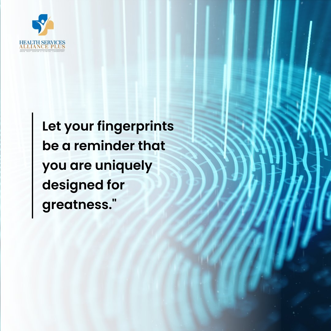 Embrace the power of your fingerprints—they're the blueprint of your greatness. 🌟🖐️ 

#UniqueDesign #FingerprintPower #UnleashGreatness #Fingerprints #Fingerprinting #AtlantaHealth #GeorgiaLab #HealthServicesAlliancePlus