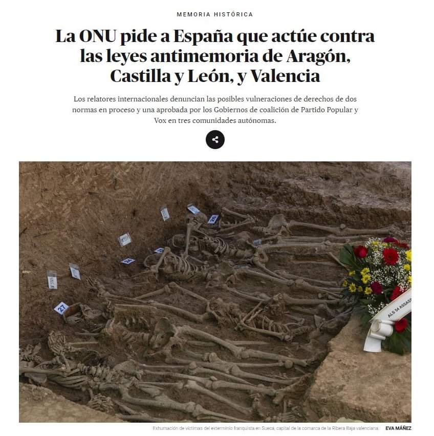 Leyes anti memorias que vuelve a dejar en el olvido a los muertos por la libertad...donde manda la organización con los vivaEspaña...Paca está muy presente...ni olvido ni perdón