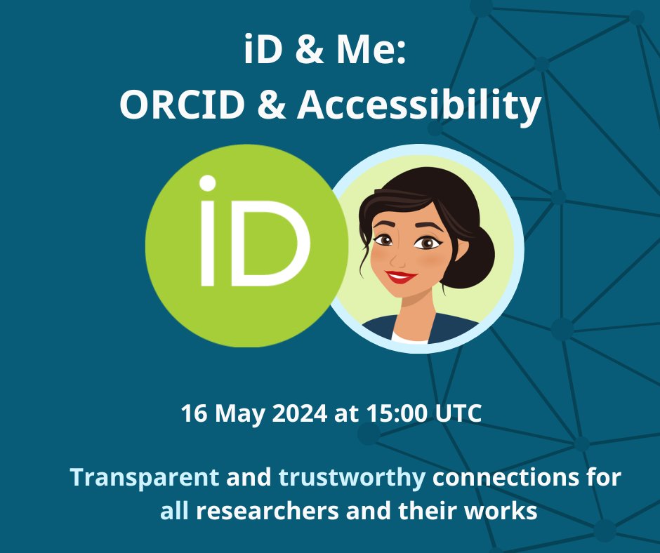 🚨Webinar Alert🚨 Join us on 16 May for iD & Me: ORCID & Accessibility. Hear about the beginning steps ORCID has taken to make accessibility improvements within the ORCID registry. Register now ➡️ bit.ly/3y0M42i #Accessibility #Research