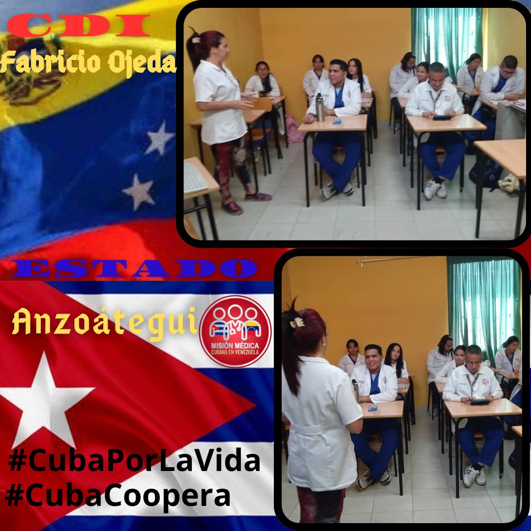 La Coordinadora Docente del CDI Fabricio Ojeda del Estado #Anzoátegui, impartiendo clases a estudiantes del pueblo de #Venezuela. #CubaPorLaVida ⚡️⚡️ #CubaCoopera @cubacooperaven ⚡️⚡