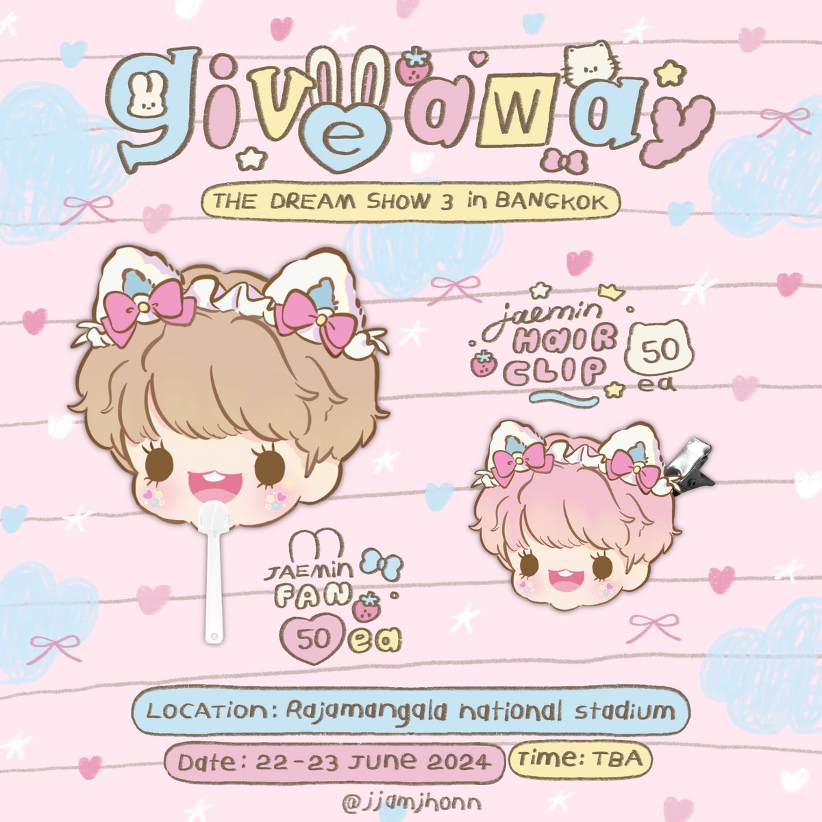 🎀✨ pls kindly rt ·͜·♡ ᙏ̤̫ ㅡ jaemin fan •⩊• ྀིྀིྀིྀིྀི ㅡ jaemin hair clip ❥ ㅡ 𝒓𝒖𝒍𝒆 : 𝒓𝒆𝒕𝒘𝒆𝒆𝒕 𝒂𝒏𝒅 𝒔𝒉𝒐𝒘 𝒕𝒉𝒊𝒔 𝒕𝒘𝒆𝒆𝒕 𓍯 date : 22-23.06.2024 𓍯 rajamangala national stadium #NCTDREAM_THEDREAMSHOW3_in_BKK #THEDREAMSHOW3_in_BKK