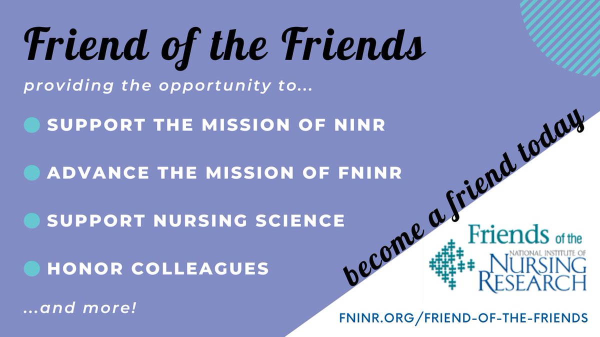 Become a “Friend of the Friends” and support the FNINR Ambassadors in educating Congress on the vital role of #nursingresearch. Learn more and become a Friend today! fninr.org/friend-of-the-…

#FNINR #NINR #Nursing #NursingScience #Healthcare #FriendoftheFriends