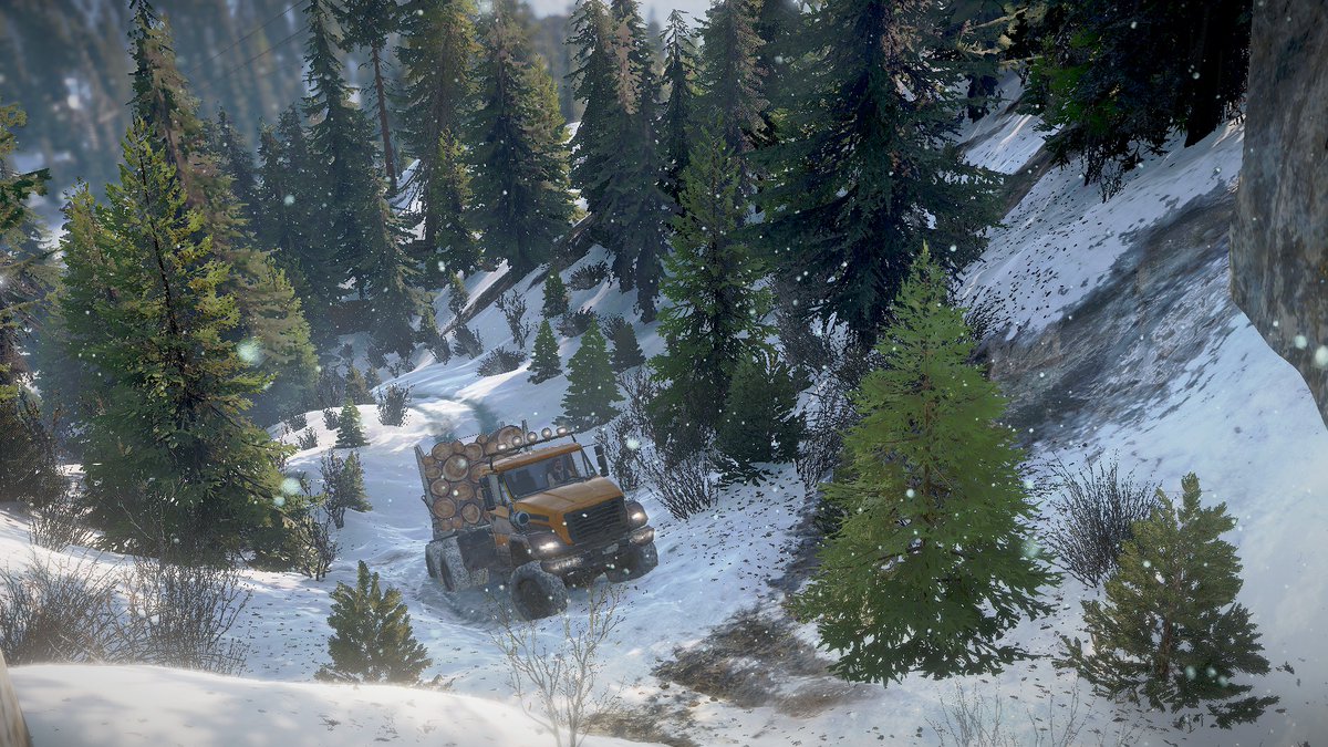 Snowy mountains have to be my favorite terrain in #SnowRunner, what's yours? 🌲❄️ 📸By blueaxolotl. on Discord