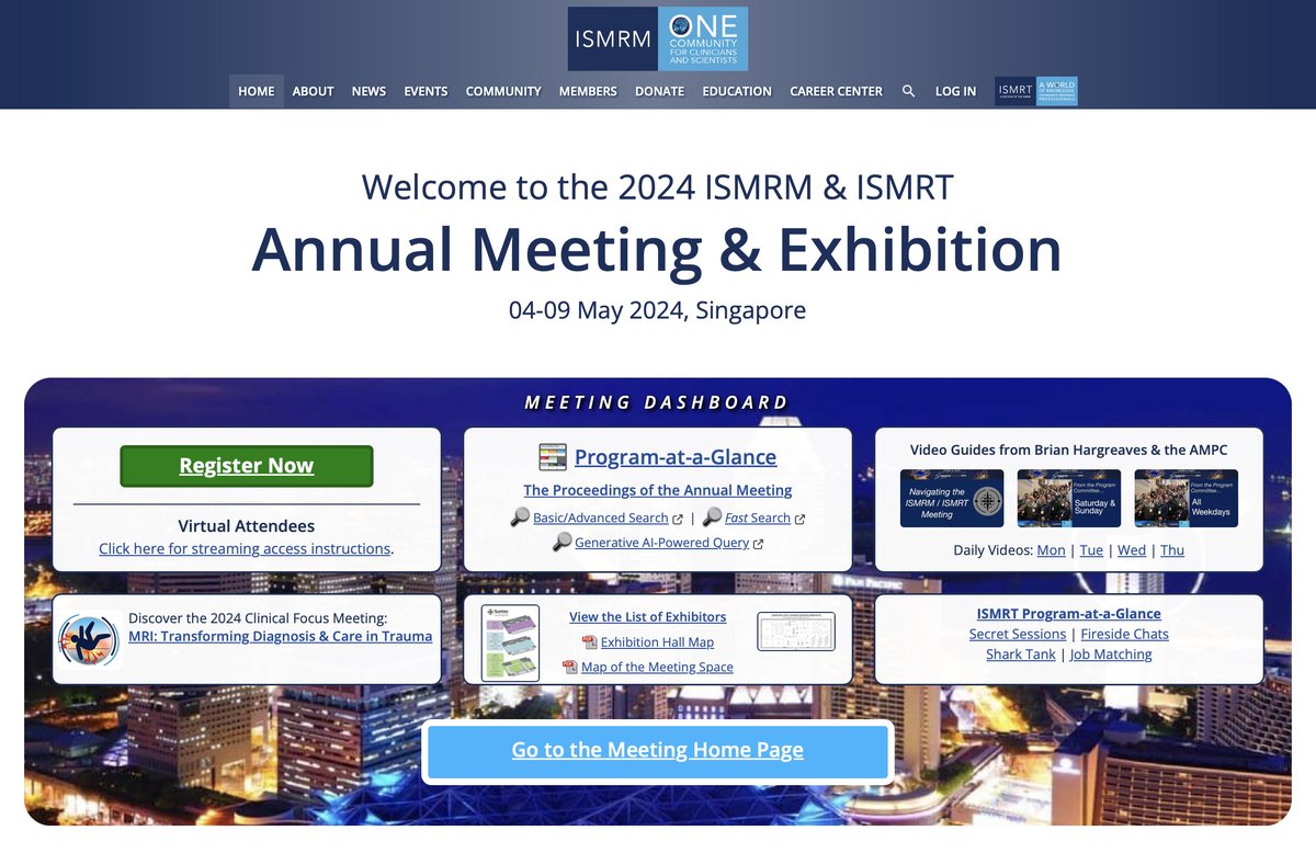 A warm welcome to ISMRM 2024!   Use the <a href="/ISMRM/">ISMRM</a> home page daily for useful guidance to navigate the meeting  ismrm.org #ISMRM2024