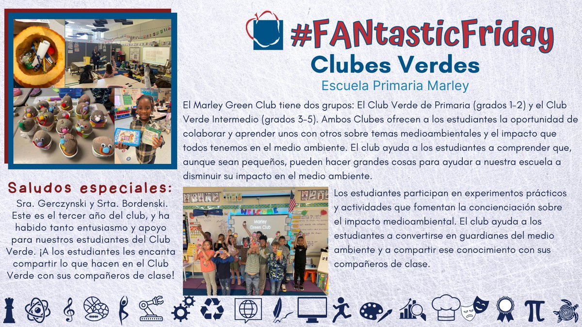 #FANtasticFriday Featuring the Green Clubs @MarleyESAACPS 

We want to hear from you! Do you have a club, activity, or sport you'd like to see featured next? Share your favorites on forms.gle/g8sNiJxPAFt9gP…