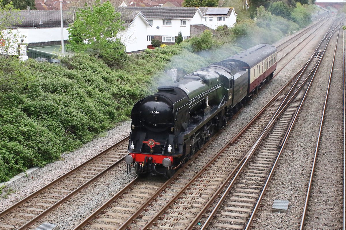 34046 Braunton heading down Filton Bank in Lockleaze this afternoon en route from Crewe-Bristol St Philips Marsh HST Depot.