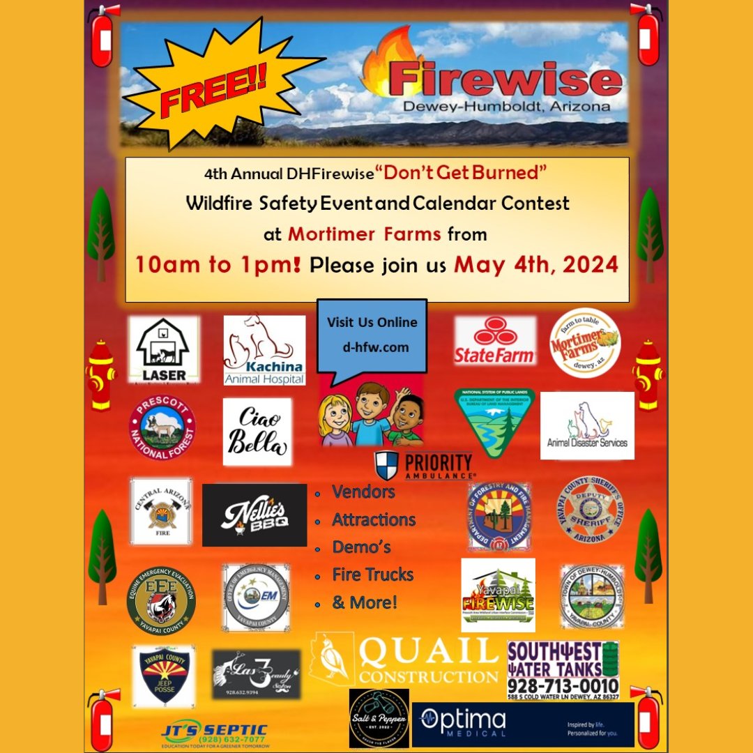 Looking for something family fun to do this Saturday, May 4th, 2024? Come see us at the Don't Get Burned! Wildfire Safety Event at Mortimer Farms from 10 a.m. to 1 p.m. Come and meet the Aware Bear and learn how you can be firewise!

#EmergencyManagement #Wildfire #FamilyEvent