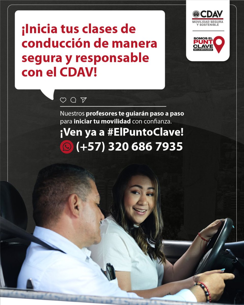 CDAVCali's tweet image. Inicia tu movilidad con seguridad y confianza gracias a las herramientas que nuestros profesionales comparten contigo. ¡Esta es la señal que estabas esperando! 🤩🚘
📞 Contáctanos ahora o envíanos un DM para brindarte toda la información que necesitas.