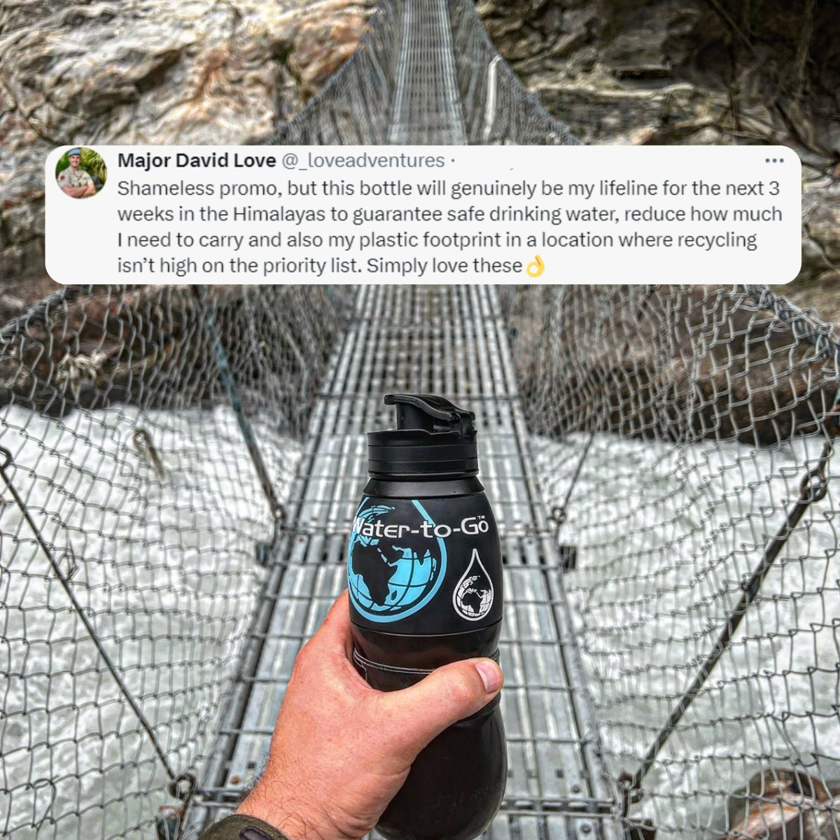 Water-to-Go has reached amazing heights... up the Himalayas with: 💧 Guaranteed safe drinking water 💧 Lighter load 💧 Lowered carbon footprint Planning a trip? Save £5 on twin filters with code Subs5! 🛒 #himalayas #mountainhike #trekking #hikingessentials #safedrinkingwater