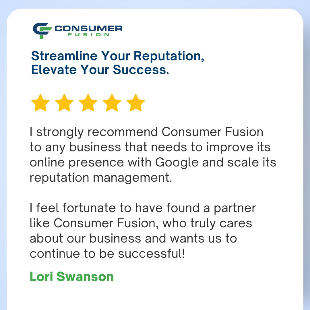 At Consumer Fusion, we treat every business as if it were our own. Reputation management is crucial, and we're committed to being your trusted partner in success. 
go.consumerfusion.com/l/1006952/2024… 

 #CustomerAppreciation #reputationmanagement  #BusinessSuccess #Cosnumerfusion