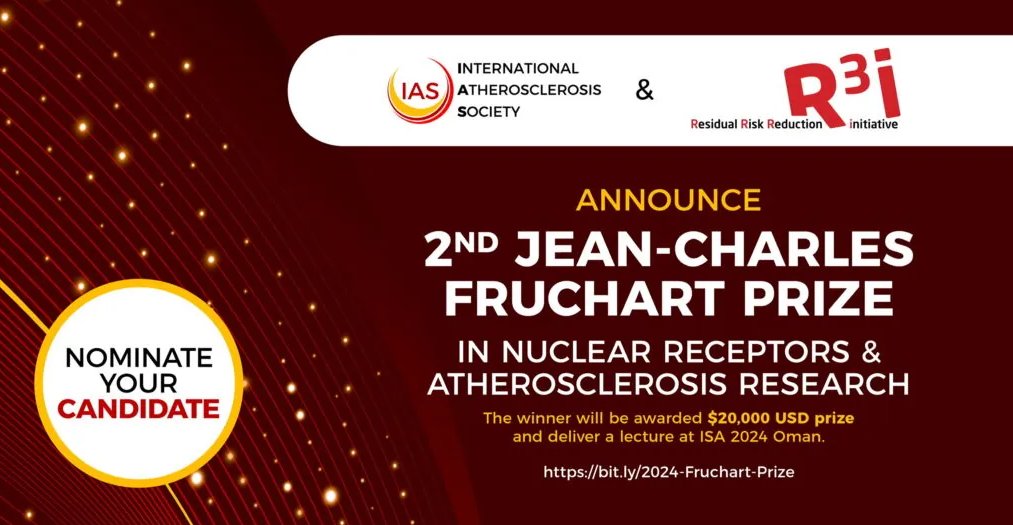 The 2nd Jean-Charles Fruchart Prize recognizes individuals with outstanding scientific advancement in nuclear receptors & atherosclerosis research. Nominations for candidates will be accepted until May 30. Learn more & nominate a candidate here ▶️ bit.ly/4aMsCoo