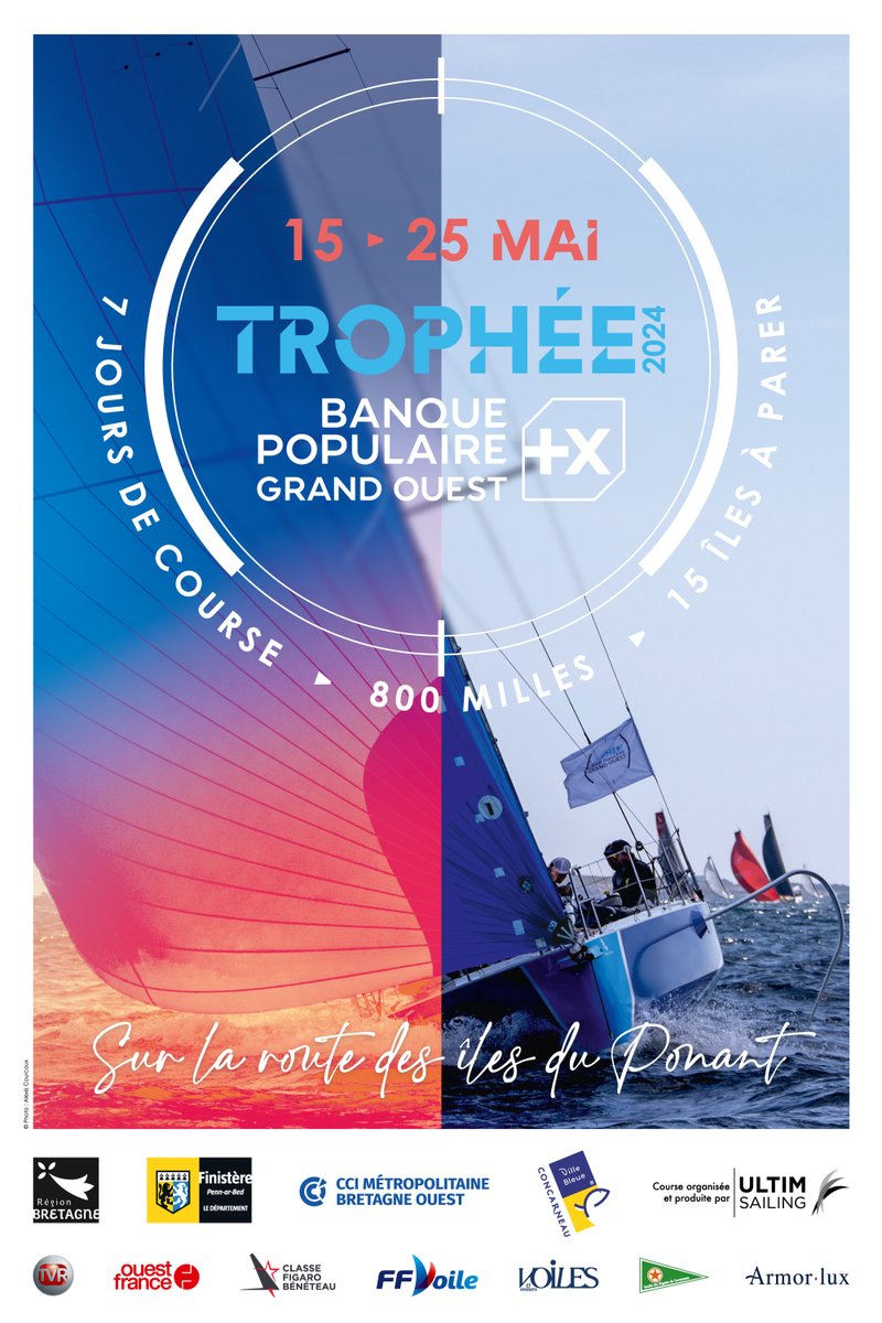 J-1️⃣0️⃣ #TropheeBanquePopulaireGO Rendez-vous à Concarneau dans 10 jours pour la 2e édition du Trophée @bpgrandouest, la grande côtière en double en @ClasseFigaro sur la route des Îles du Ponant !