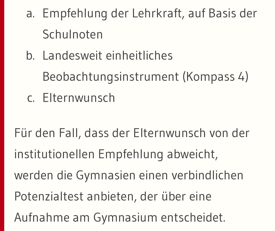 Die Grundschulempfehlung in #edubw wird neu aufgestellt. Heute wurden Details veröffentlicht. Kompass 4 kommt verpflichtend in der Grundschule. Wer trotz abweichender Empfehlung auf ein Gym möchte, muss einen Potenzialtest machen. Vorgehen im Überblick👇