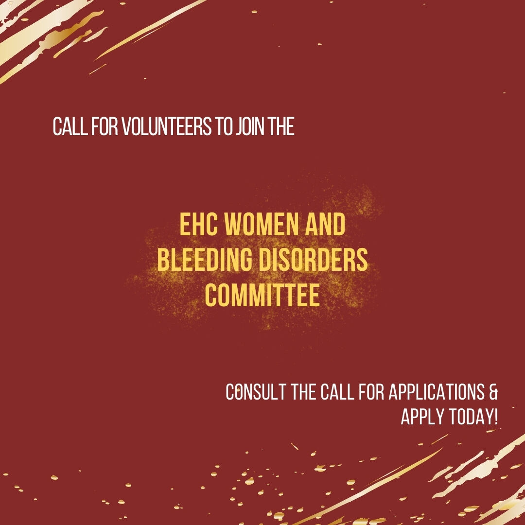 Last days to apply as volunteer for the #EHC #Women and Bleeding Disorders (WBD) #Committee! We warmly invite our NMOs’ most active and qualified members to apply by Monday 6 May. More info here 👉 tinyurl.com/7fv6mjr8