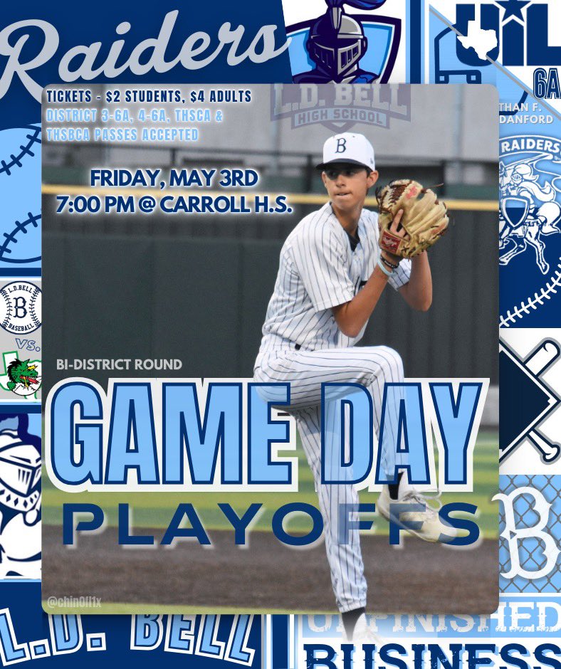GAME DAY After a tough 1-0 loss last night the Raiders look to extend the series as we head to Southlake for Game 2! Win or go home, so come out and support the Raiders in our battle to stay alive! #UnfinishedBusiness