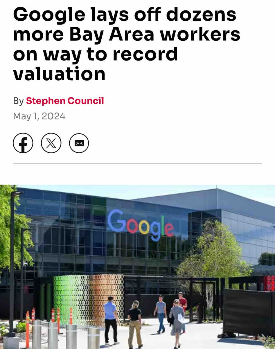 Record valuation, record earnings, stock buyback for executives….layoffs for “India and China “. Google is greed ow.ly/TnGO50RvLyA