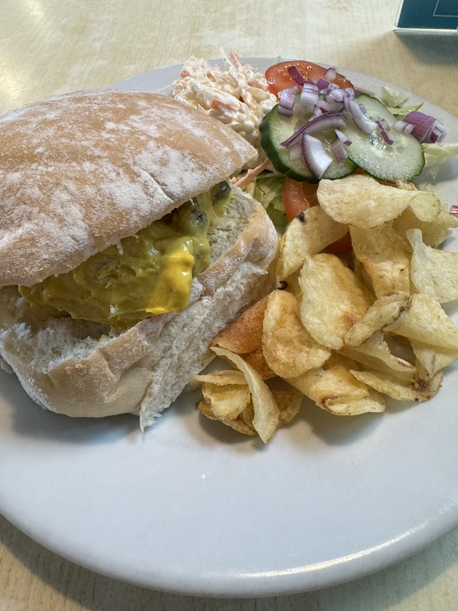 Today’s lunch - Coronation chicken in a roll. #MacleansBakery #GrantownOnSpey