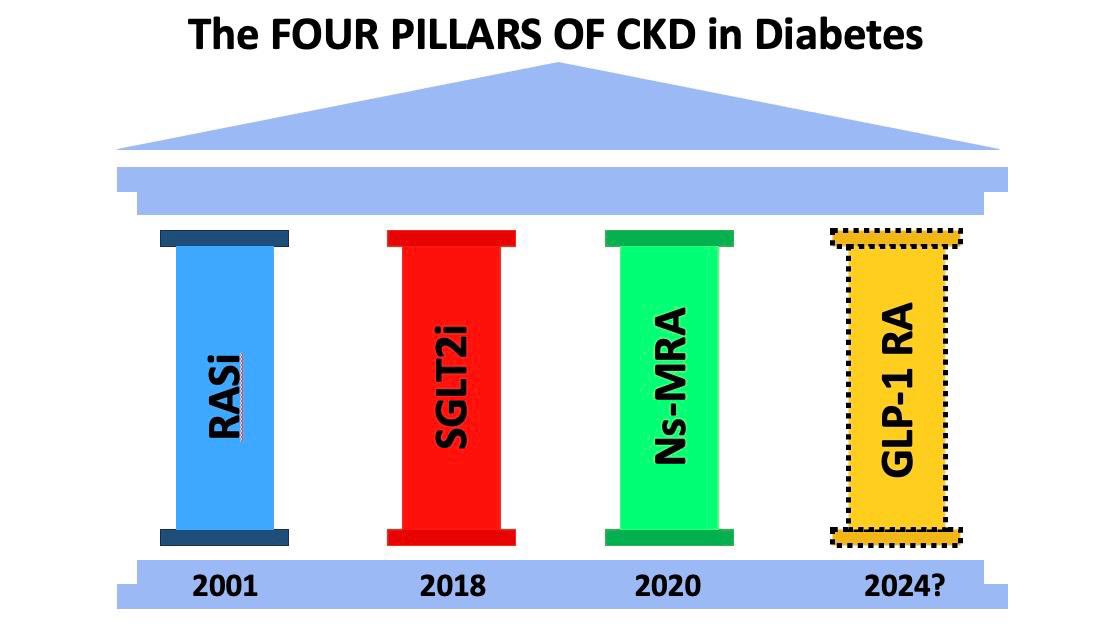 🔴 Time to implement the #4pillars of “kidney GDMT”

✅RAS blockade
✅SGLT2i
✅ns-MRA
✅GLP-1 RA

✅Lifetime cardiovascular, kidney & mortality benefits of combination therapy in people with diabetes with albuminuria

ahajournals.org/doi/10.1161/CI…
 #CardioEd #Cardiology  #CardioTwitter