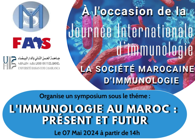 🌟La Société Maroccaine d'Immunologie célèbre la Journée Internationale d'Immunologie sous le thème: 'L'Immunologie au Maroc : Présent et Futur' Mardi 7 Mai 2024, dés 14h en ligne. Au programme: Conférences et Table ronde! Inscriptions: shorturl.at/fGJL8 #DayofImmunology