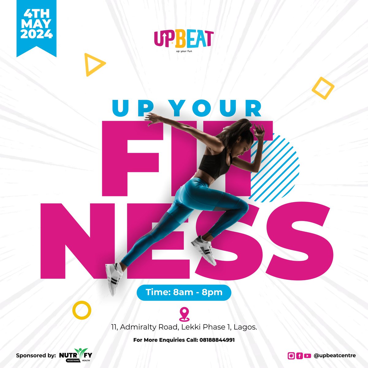 Are you ready for Upbeat Stepathon 2024!!!! Join us tomorrow, 4th of May, for a day of fun fitness. 📍Upbeat Centre, 11 Admiralty Rd, Lekki phase 1, Lagos. ⏰ starts 8am to 8pm Sponsored by @NutrifyNigeria #weekendvibe #upbeatstepathon #saturday #Upbeatcentre #funinlagos