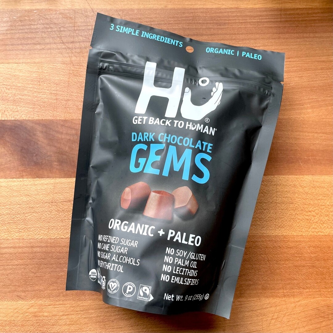 Hu Dark Chocolate Gems (70%) have a strong raisin aroma that makes itself known the second you open the bag. That's not a terrible thing, and interestingly, they don't really taste particularly raisiny. The coconut sugar flavor is definitely present, dom… instagr.am/p/C6grRNYS_2Y/
