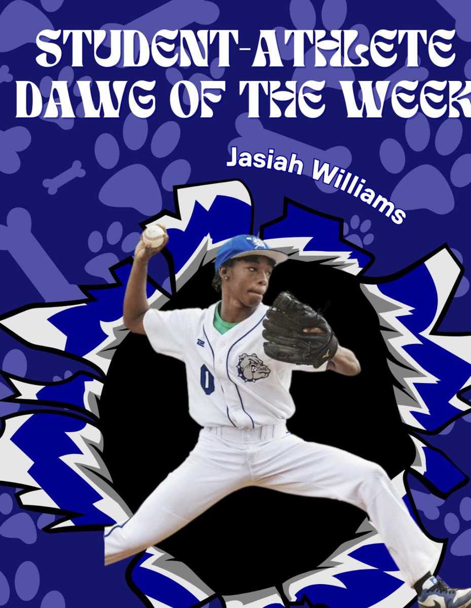 HUGE BULLDOG BARK for this weeks Student-Athlete “Dawg of the Week”🐶 Jasiah Williams: Varsity baseball ⚾️ “Perfection is not attainable but if we chase perfection we can catch excellence “ Vince Lombardi