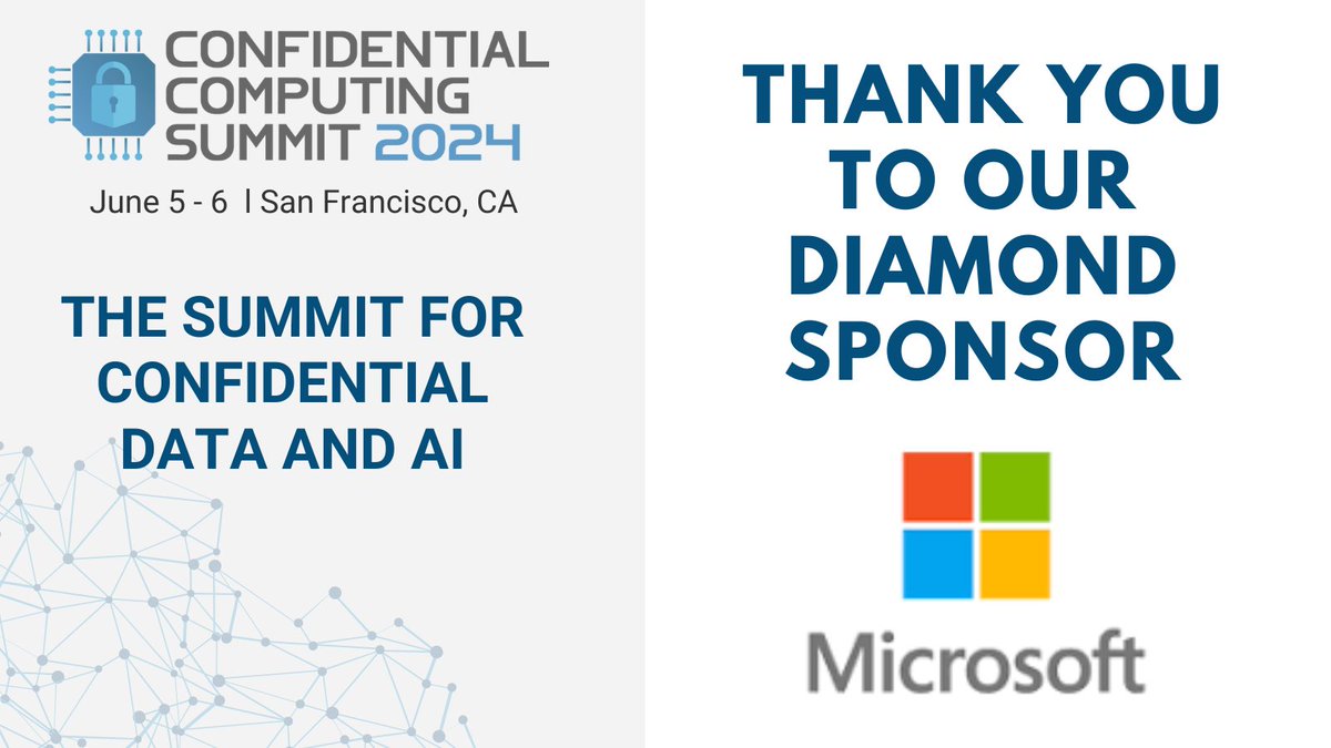 #CCSummit is so excited to have @Microsoft join us as a Diamond Sponsor! Register now and come see what they have in the works 👉hubs.la/Q02vN1Sp0 #generativeAI #GenAI #trustworthyAI #frontierAI #confidentialcomputing #dataprivacy #LLM #AI #ML