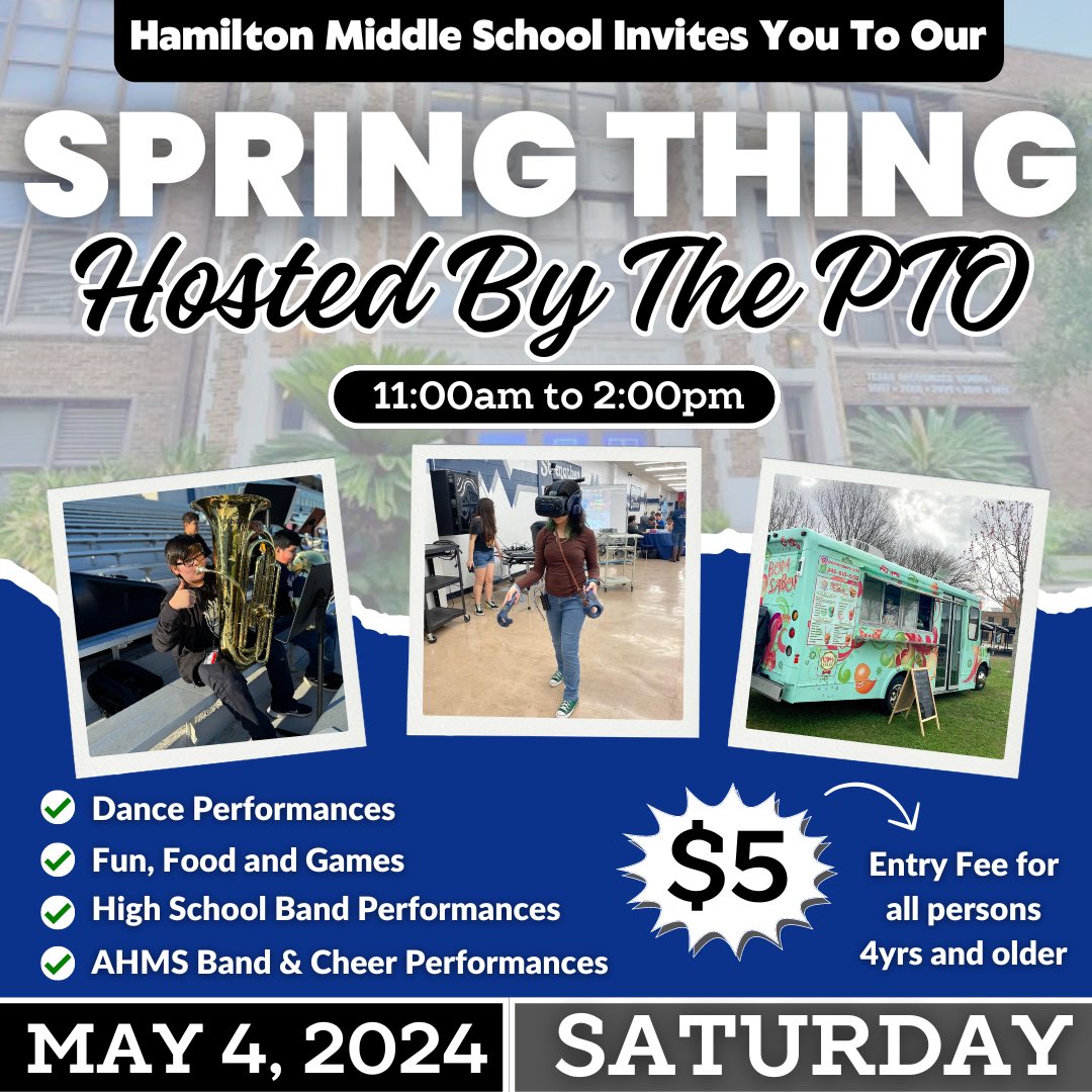 Alexander Hamilton MS HISD (@hamiltonms1) on Twitter photo REMINDER: Come Out and Join Us For Our ‘Spring Thing’ on May 4, 2024….you DON’T want to miss!
*SAVE THE DATE⤵️
#HamiltonMiddleSchool
<a href="/MrsAgnew18/">Coach A M.Ed</a> <a href="/BrettStidham/">Brett Stidham</a> <a href="/petecarter3/">Erika Carter</a> <a href="/HoustonISD/">Houston ISD</a> @HISDFACE @HISDCentral <a href="/JobsonMath/">mathTECHmatics</a> <a href="/MrsAguasTweets/">Tricia N. Aguas</a> <a href="/BluiettLucretia/">Lucretia Bluiett</a> REMINDER: Come Out and Join Us For Our ‘Spring Thing’ on May 4, 2024….you DON’T want to miss!
*SAVE THE DATE⤵️
#HamiltonMiddleSchool
<a href="/MrsAgnew18/">Coach A M.Ed</a> <a href="/BrettStidham/">Brett Stidham</a> <a href="/petecarter3/">Erika Carter</a> <a href="/HoustonISD/">Houston ISD</a> @HISDFACE @HISDCentral <a href="/JobsonMath/">mathTECHmatics</a> <a href="/MrsAguasTweets/">Tricia N. Aguas</a> <a href="/BluiettLucretia/">Lucretia Bluiett</a>