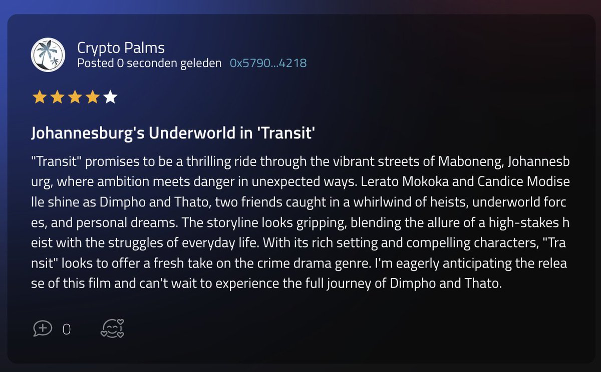 Trader_Palms's tweet image. I wrote another review! Come and join me on Film.io @Filmio_Official 👇

app.film.io/join/mail/cryp…

#filmio #original #democratize #films