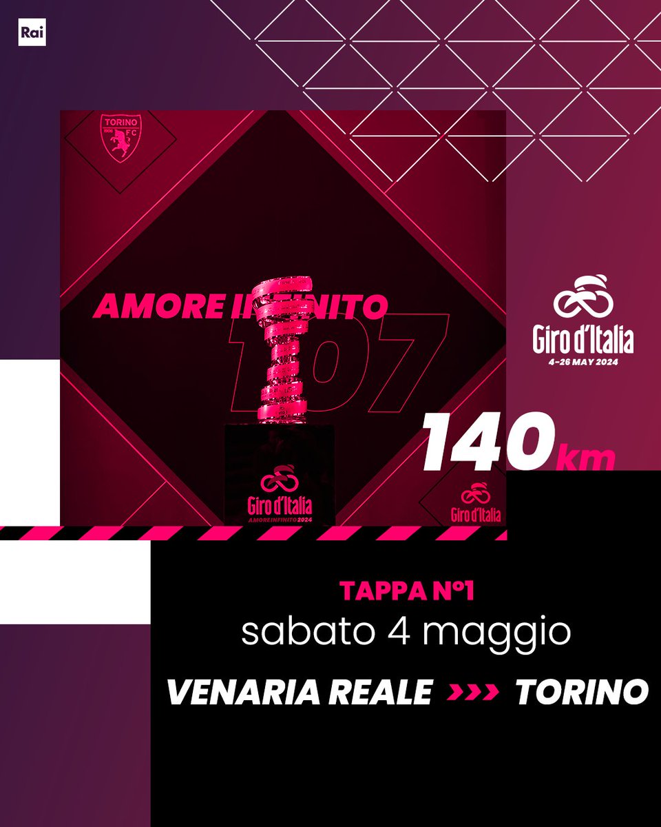 La Corsa senza fine è ai nastri di partenza ♾🩷

In onore del Grande Torino, scomparso il 4 maggio 1949, partenza da Venaria con traguardo sul Lungo Po

Tutti in piedi sui pedali, la Corsa Rosa sta per partire!
Diretta su Rai2 e RaiPlay dalle 14

#Giro | #GirodItalia | #RaiGiro