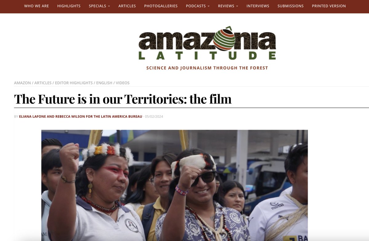Our short doc The Future is in our Territories is now on @amazonialatitud. Ft. Americas-wide Black & Indigenous anti-extractivist alliance @BILMovement, youth-led Indigenous radio from Colombia's páramos, an urban Black women's org., and saving Yasuní. amazonialatitude.com/2024/05/02/the…