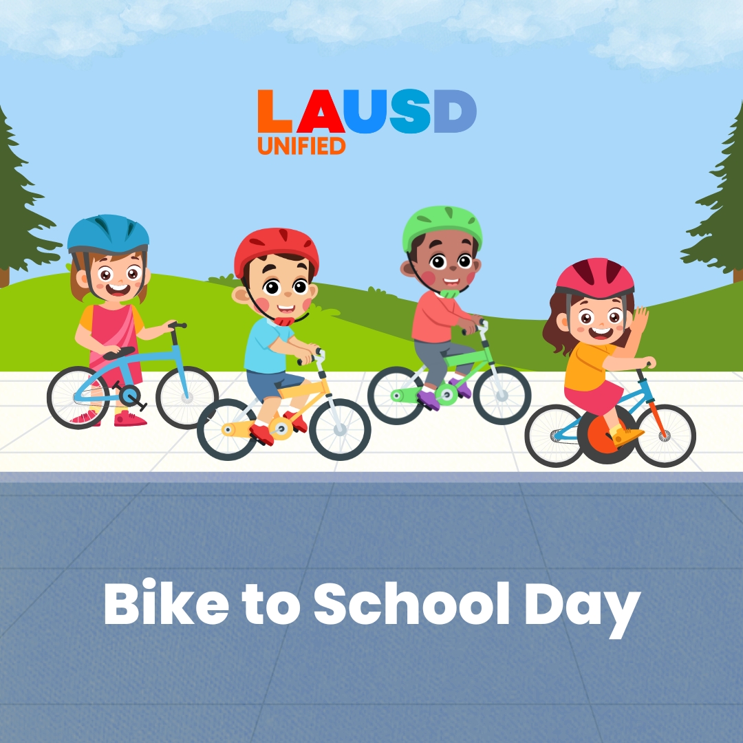 It is Bike to School Day. Put on your helmets, lace up your shoes and ride your bike to school. What a great way to start your day.