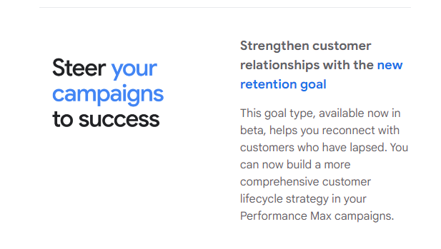 #Google adds new "Customer Retention" Goal to Performance Max campaigns - making it easier to re-engage with old customers.

support.google.com/google-ads/ans…
