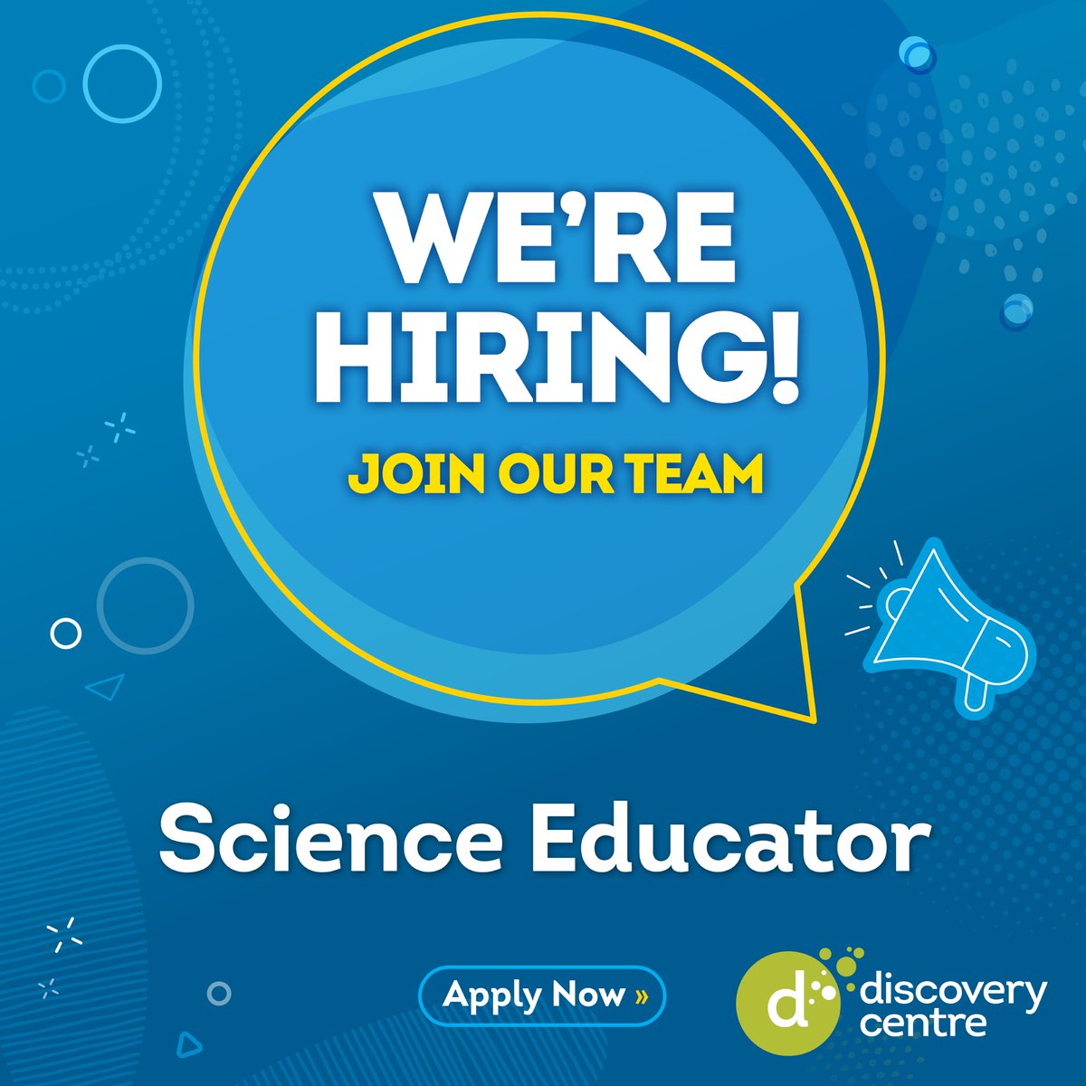 Are you interested in developing and delivering creative STEAM programming for learners of all ages? We are accepting applications for the role: Science Educator! Apply now: thediscoverycentre.ca/science-educat…