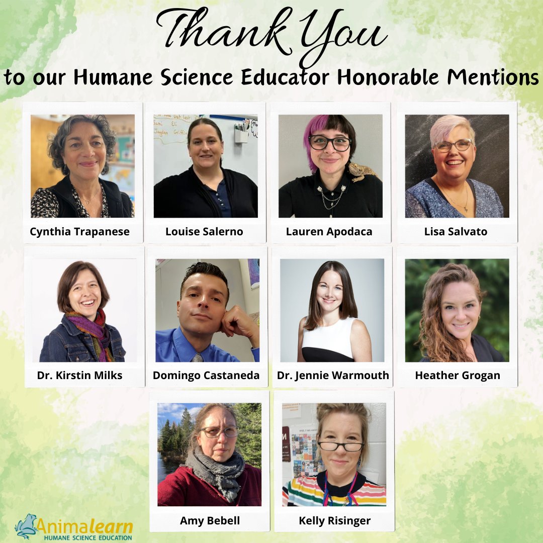 Thank you to all of the #Humane #Science #Educator of the Year Honorable Mentions for everything you do for #HumaneScience! #TeacherAppreciationWeek #ThankATeacher #BecauseTeachers #NABT #NSTA #humaneeducation #teachers #scienceeducation #scienceteachers #teachertwitter #k12