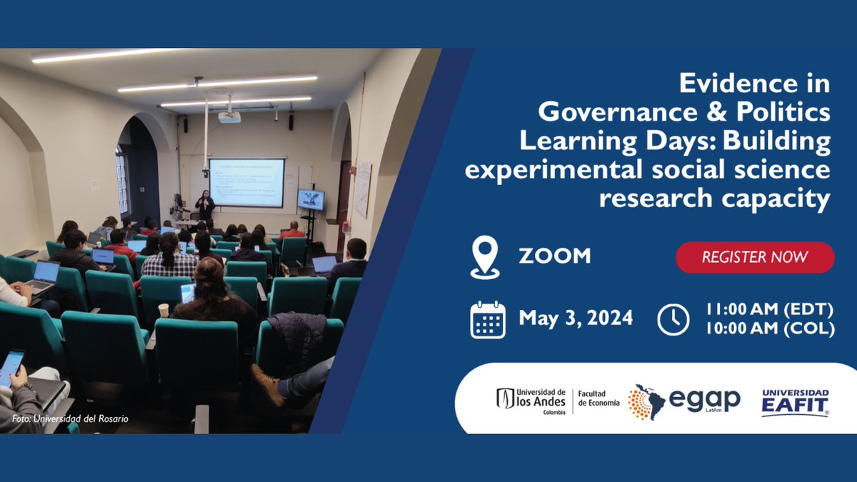 📢Sigan #EnVivo la transmisión de @EGAPTweets Learning Days: Building experimental social science research capacity among principal investigators in the Global South. youtube.com/live/4oByPjqv8…