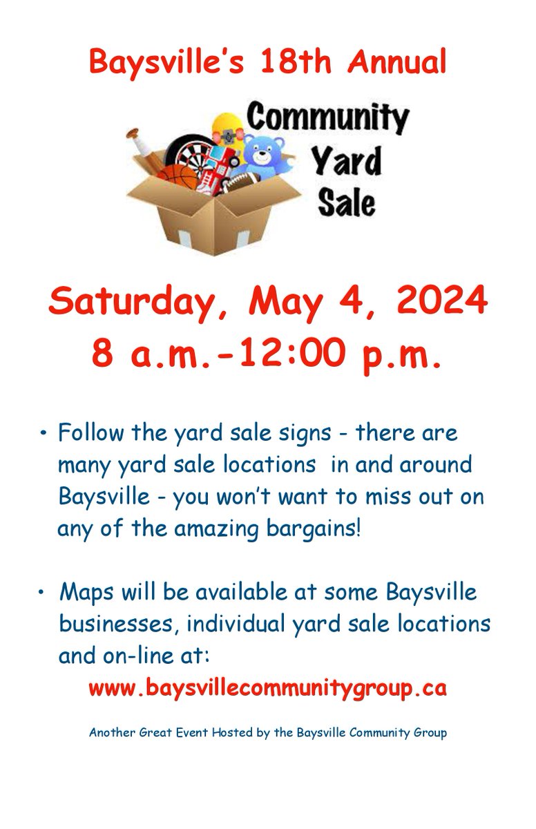 See you Saturday in Baysville!