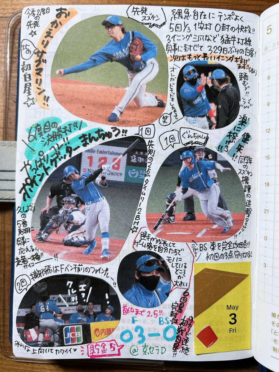 ⚾️ ほぼ日ハム手帳2024 ⚾️

苦手なものはひと口サイズにして😋

📸使用画像:#デイリースポーツ #スポニチ 
#日刊スポーツ #パ・リーグTV 

#lovefighters #大航海 #球団創立50周年 
#ほぼ日ハム手帳15th #ほぼ日手帳 
#himekuri #野球手帳