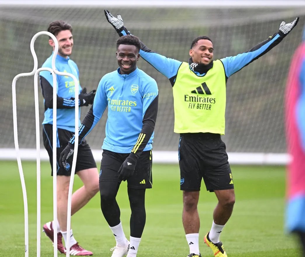 Jurrien Timber & Bukayo Saka in training today 🔥