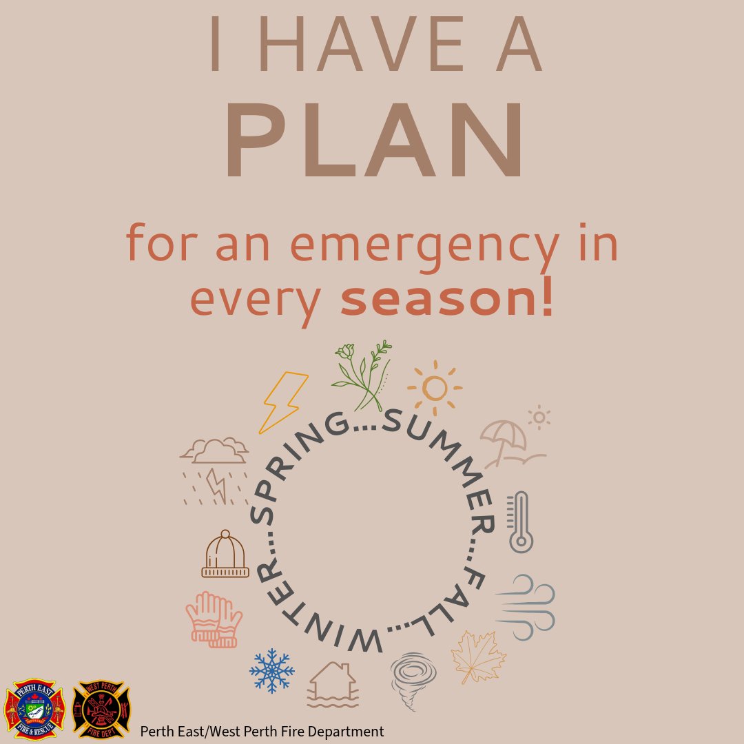 You are now PREPARED for an EMERGENCY in every SEASON! 🌷🌞🍂❄️🌷🌞🍂❄️ Scroll back through our posts from this week to learn more about how you can keep you & your family safe throughout the year! #EmergencyPreparednessWeek @pertheast @WestPerthON @PerthSouthTwp