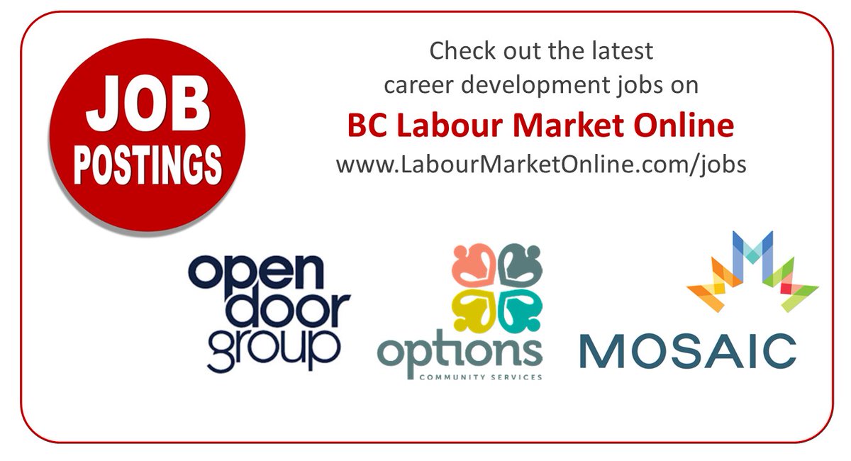On BC Labour Market Online, we have three new career development job opportunities with @OpenDoorGroup, @OptionsBC and @MOSAICBC . Check them out: labourmarketonline.com/jobs